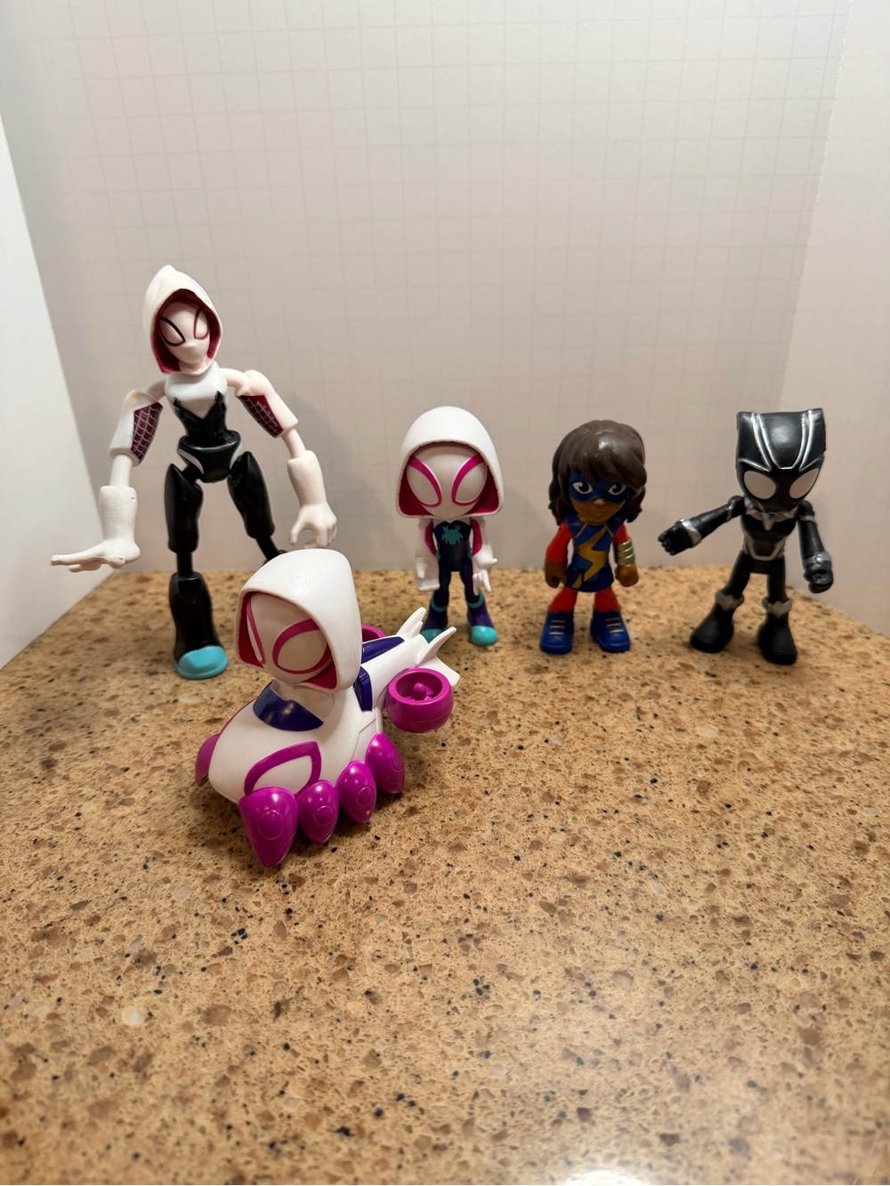 Hasbro Spider-Gwen, Black Panther, and Ms Marvel Action Figure Lot